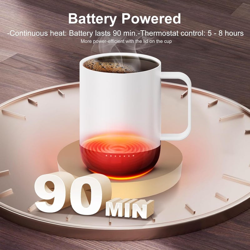 vsitoo S3 Plus 14oz Heated Coffee Mug - Temperature Control Smart Mug with Mug Warmer, Auto-Sensing AI Heats Drinks to 120-150°F Hands-Free.Ideal for Home/Office/Gifts, Tan - Image 2